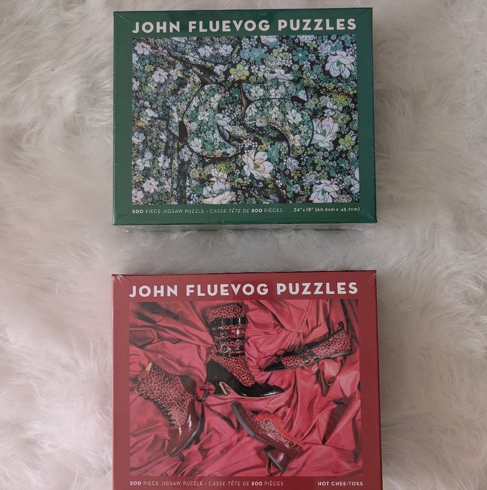 John Fluevog Red and Green Puzzle Set